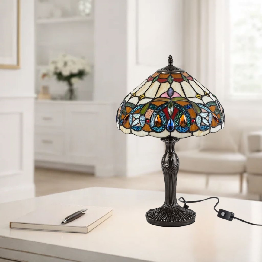 Brilagi - Tiffany vitrāžas galda lampa LUISA 1xE27/40W/230V