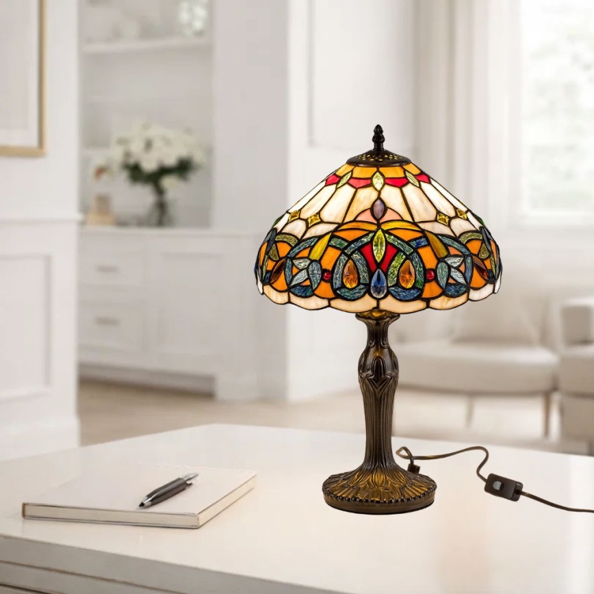 Brilagi - Tiffany vitrāžas galda lampa LUISA 1xE27/40W/230V