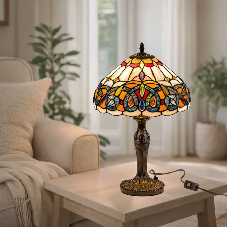 Brilagi - Tiffany vitrāžas galda lampa LUISA 1xE27/40W/230V