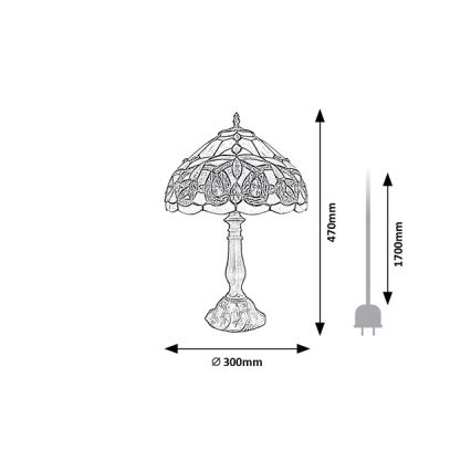 Brilagi - Tiffany vitrāžas galda lampa LUISA 1xE27/40W/230V