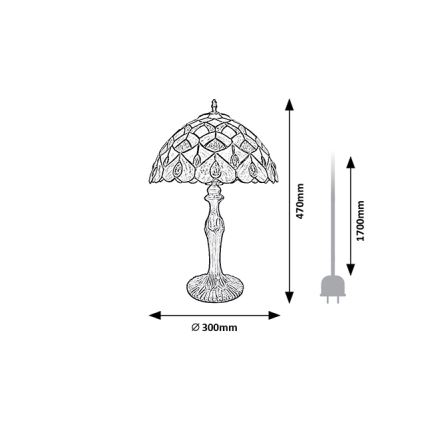 Brilagi - Tiffany vitrāžas galda lampa MARGARET 1xE27/40W/230V