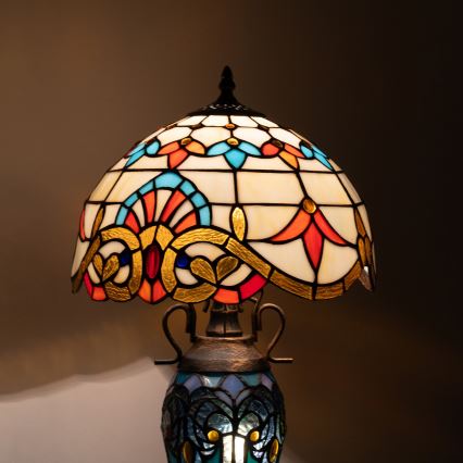 BRILAGI - Tiffany vitrāžas galda lampa MIRABELLA 1xE27/60W/230V + 1xE14/40W