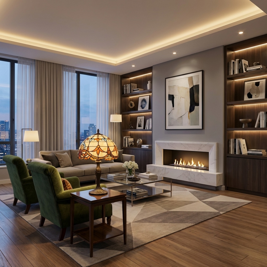 Brilagi - Tiffany vitrāžas galda lampa MIRABELLA 1xE27/60W/230V