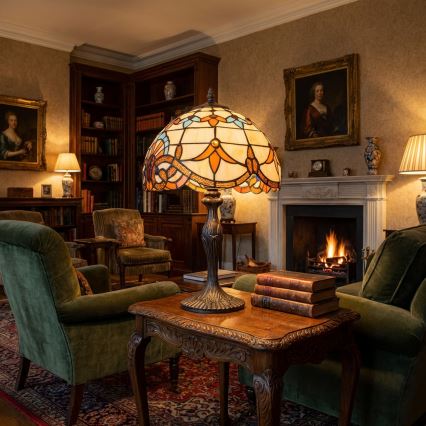 Brilagi - Tiffany vitrāžas galda lampa MIRABELLA 1xE27/60W/230V