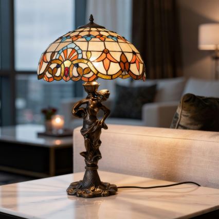Brilagi - Tiffany vitrāžas galda lampa MIRABELLA 1xE27/60W/230V