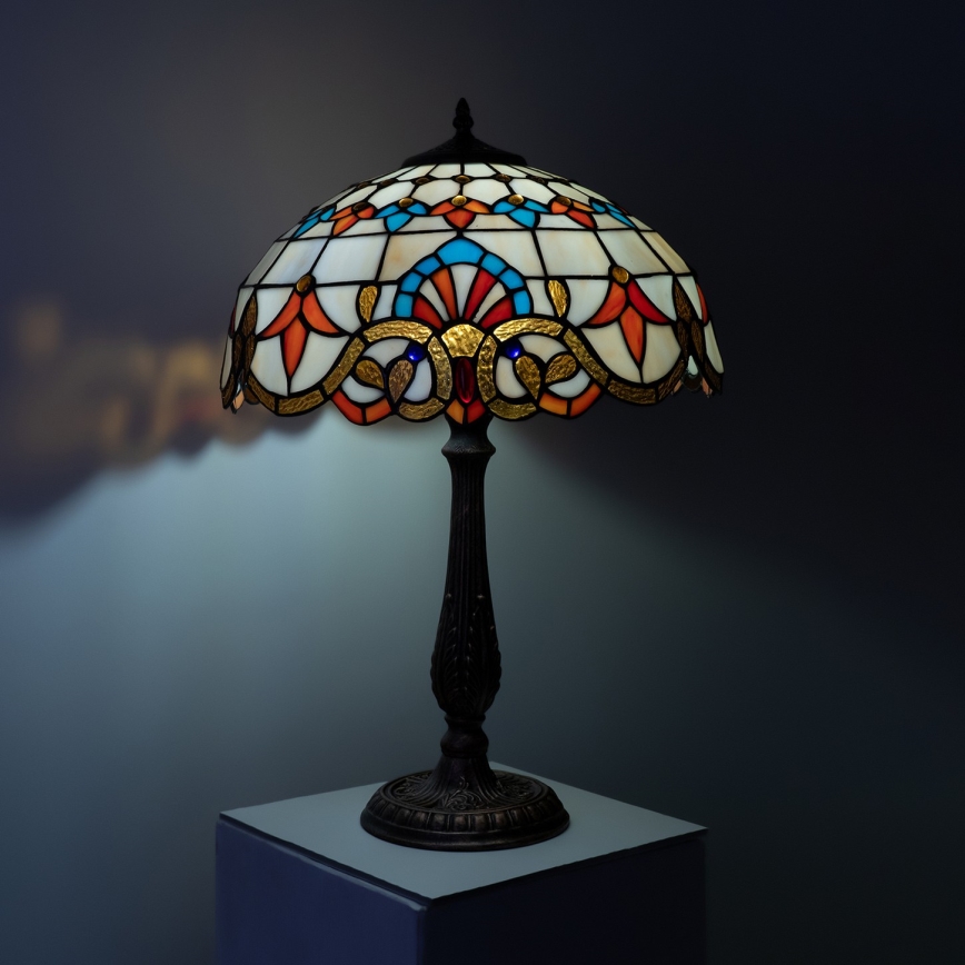 Brilagi - Tiffany vitrāžas galda lampa MIRABELLA 2xE27/60W/230V