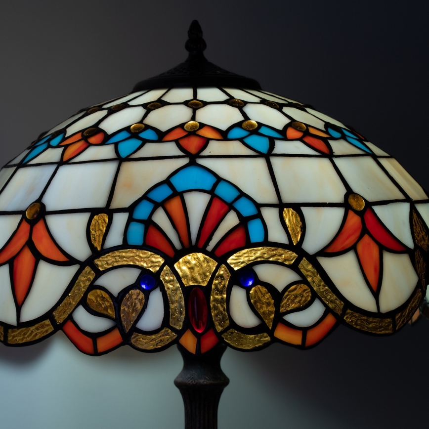 Brilagi - Tiffany vitrāžas galda lampa MIRABELLA 2xE27/60W/230V