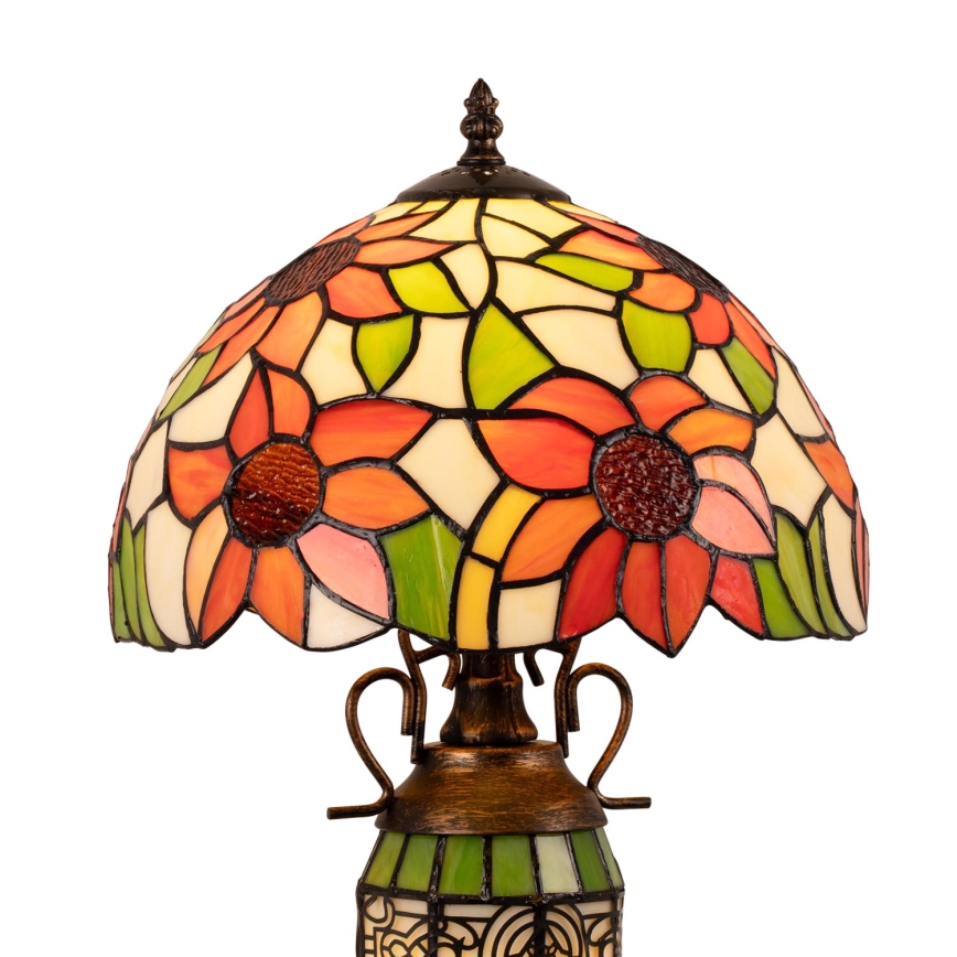 Brilagi - Tiffany vitrāžas galda lampa SUNFLOWER 1xE27/60W/230V + 1xE14/40W