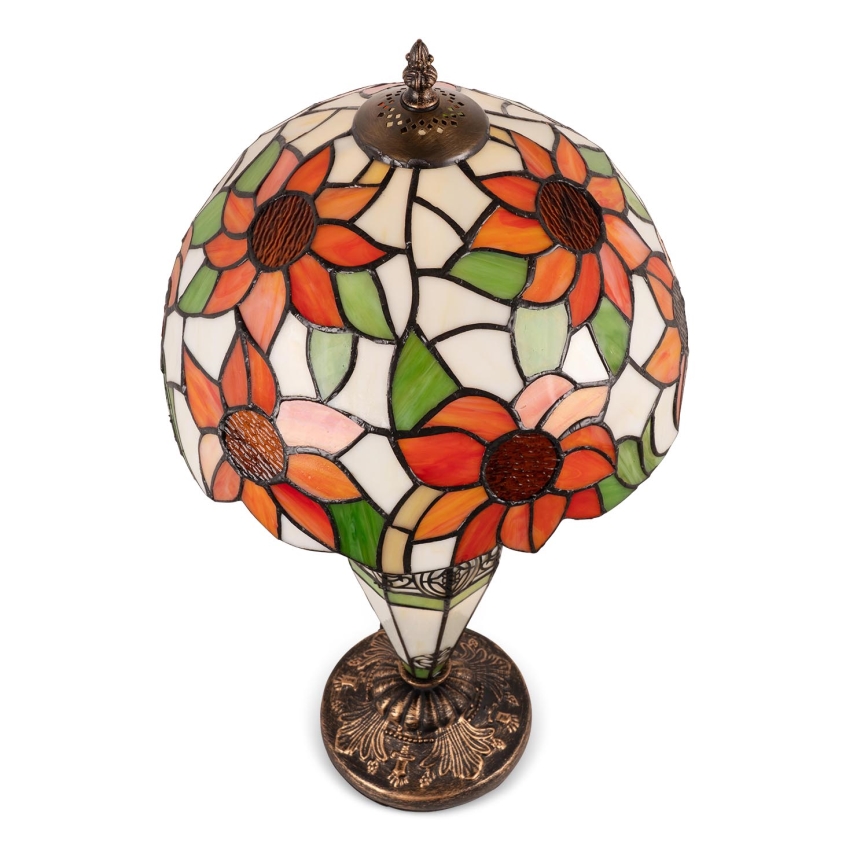 Brilagi - Tiffany vitrāžas galda lampa SUNFLOWER 1xE27/60W/230V + 1xE14/40W