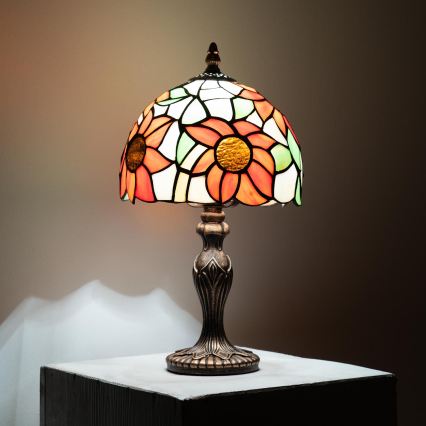 Brilagi - Tiffany vitrāžas galda lampa SUNFLOWER 1xE27/60W/230V