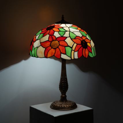 BRILAGI - Tiffany vitrāžas galda lampa SUNFLOWER 2xE27/60W/230V
