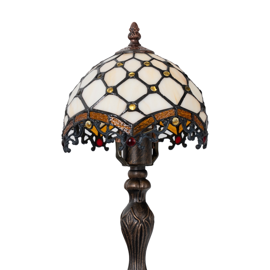 Brilagi - Tiffany vitrāžas galda lampa ziloņkaula krāsā 1xE27/60W/230V