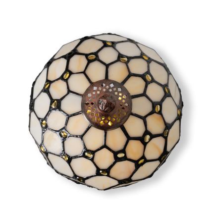 Brilagi - Tiffany vitrāžas galda lampa ziloņkaula krāsā 1xE27/60W/230V