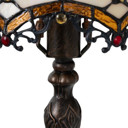 Brilagi - Tiffany vitrāžas galda lampa ziloņkaula krāsā 1xE27/60W/230V