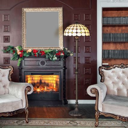 Brilagi - Tiffany vitrāžas grīdas lampa DORAN 2xE27/60W/230V