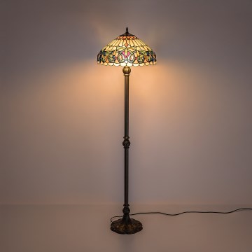 Brilagi - Tiffany vitrāžas grīdas lampa LUISA 2xE27/60W/230V
