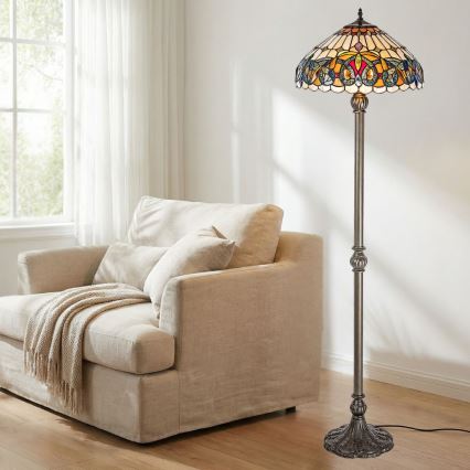 Brilagi - Tiffany vitrāžas grīdas lampa LUISA 2xE27/60W/230V