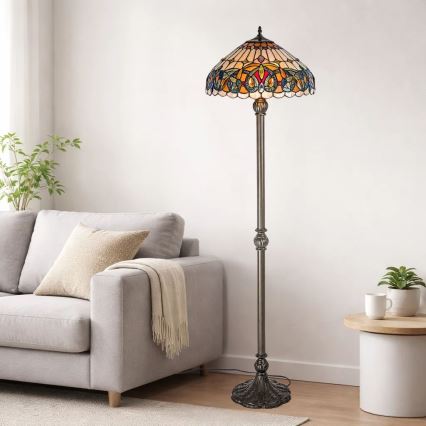 Brilagi - Tiffany vitrāžas grīdas lampa LUISA 2xE27/60W/230V