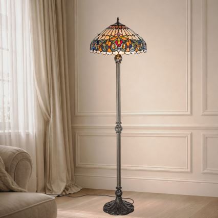 Brilagi - Tiffany vitrāžas grīdas lampa LUISA 2xE27/60W/230V