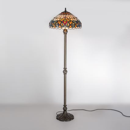 Brilagi - Tiffany vitrāžas grīdas lampa LUISA 2xE27/60W/230V