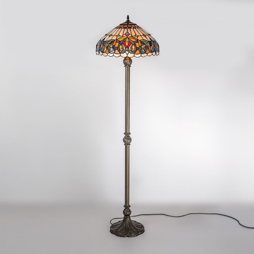 Brilagi - Tiffany vitrāžas grīdas lampa LUISA 2xE27/60W/230V