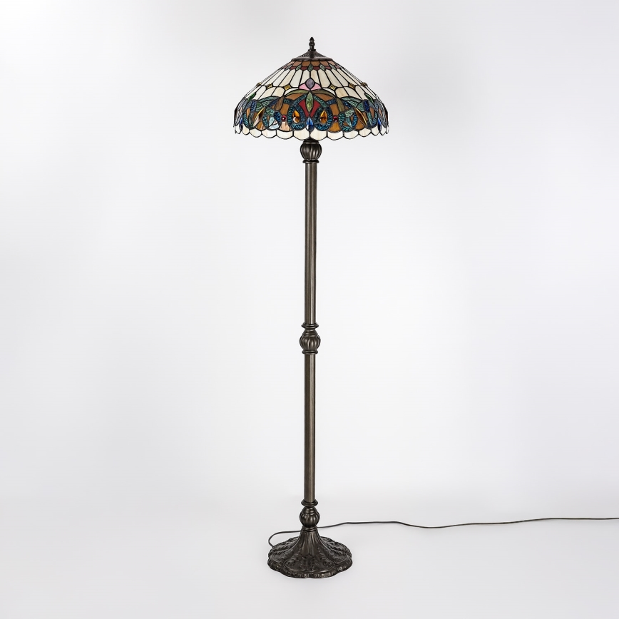 Brilagi - Tiffany vitrāžas grīdas lampa LUISA 2xE27/60W/230V