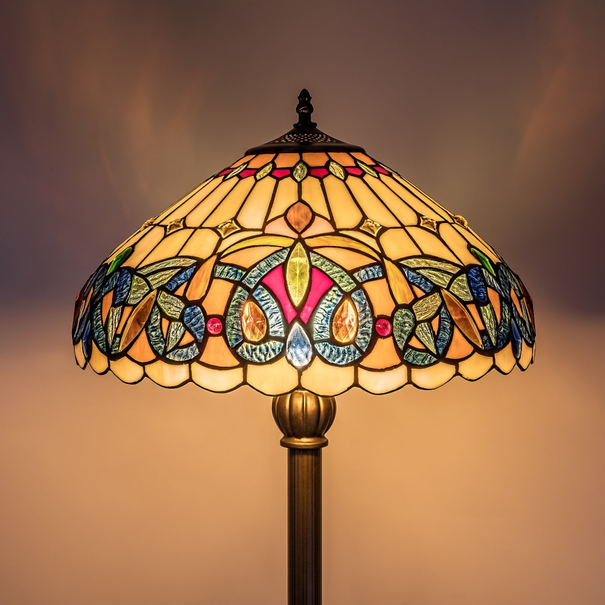 Brilagi - Tiffany vitrāžas grīdas lampa LUISA 2xE27/60W/230V