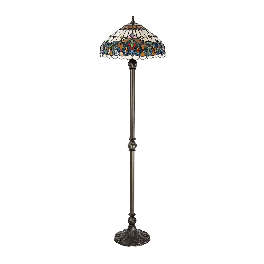 Brilagi - Tiffany vitrāžas grīdas lampa LUISA 2xE27/60W/230V
