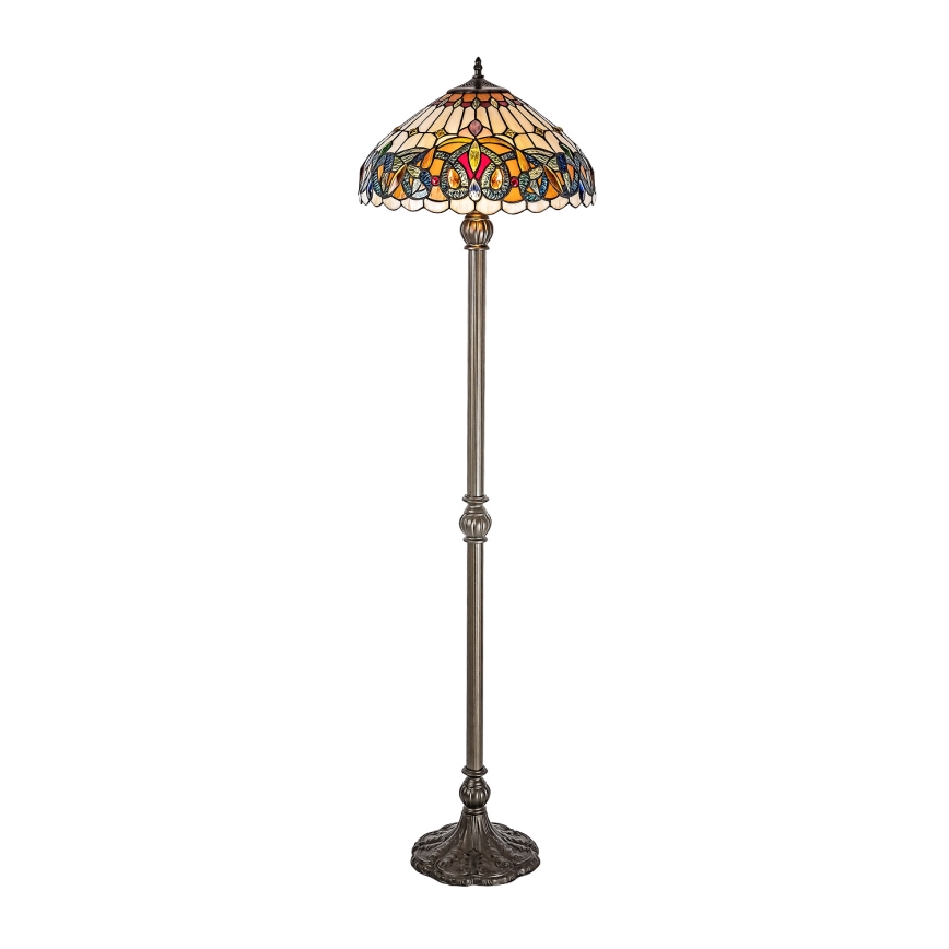 Brilagi - Tiffany vitrāžas grīdas lampa LUISA 2xE27/60W/230V