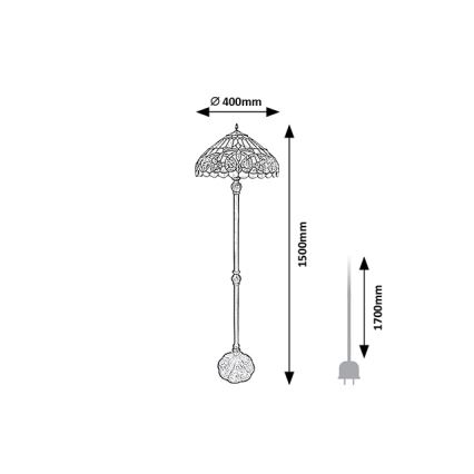 Brilagi - Tiffany vitrāžas grīdas lampa LUISA 2xE27/60W/230V