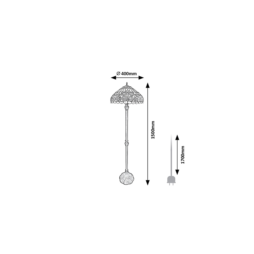 Brilagi - Tiffany vitrāžas grīdas lampa LUISA 2xE27/60W/230V