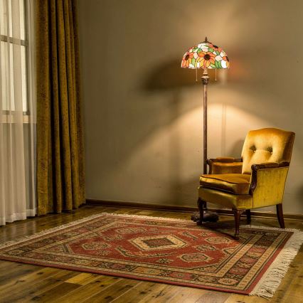 Brilagi - Tiffany vitrāžas grīdas lampa SUNFLOWER 2xE27/60W/230V