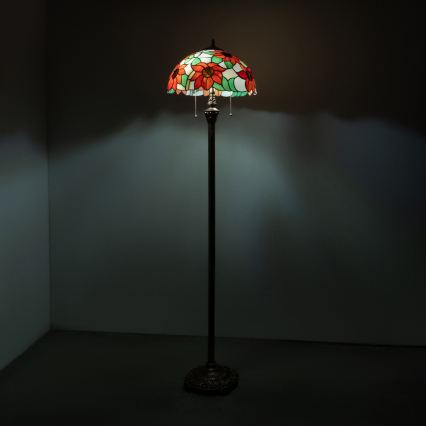 Brilagi - Tiffany vitrāžas grīdas lampa SUNFLOWER 2xE27/60W/230V