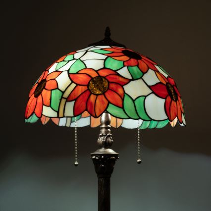 Brilagi - Tiffany vitrāžas grīdas lampa SUNFLOWER 2xE27/60W/230V