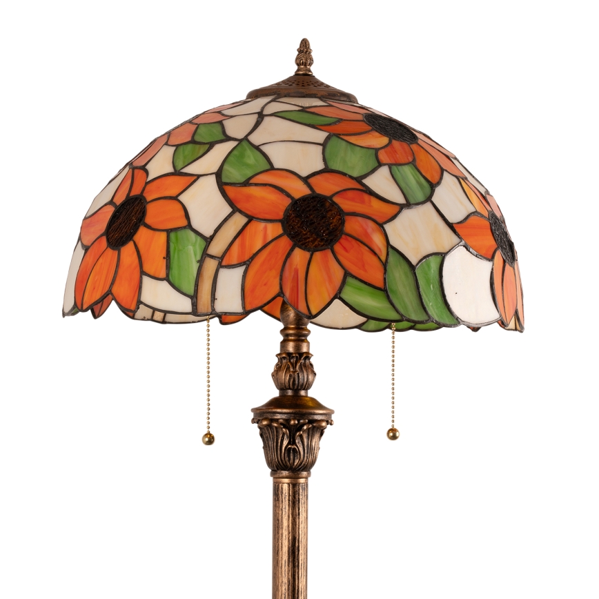 Brilagi - Tiffany vitrāžas grīdas lampa SUNFLOWER 2xE27/60W/230V