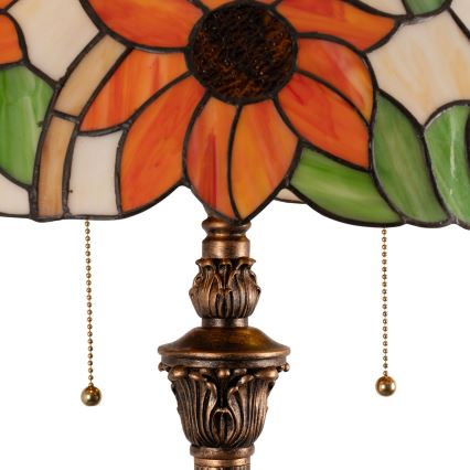 Brilagi - Tiffany vitrāžas grīdas lampa SUNFLOWER 2xE27/60W/230V