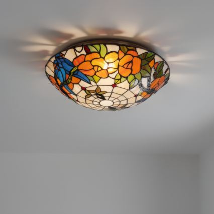 Brilagi - Tiffany vitrāžas griestu gaismeklis JUNGLE 2xE27/60W/230V Ø 40 cm