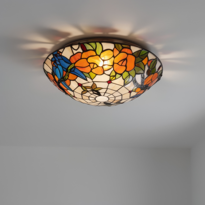 Brilagi - Tiffany vitrāžas griestu gaismeklis JUNGLE 2xE27/60W/230V Ø 40 cm