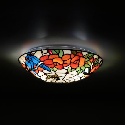 Brilagi - Tiffany vitrāžas griestu gaismeklis JUNGLE 2xE27/60W/230V Ø 40 cm