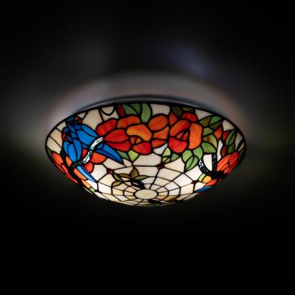 Brilagi - Tiffany vitrāžas griestu gaismeklis JUNGLE 2xE27/60W/230V Ø 40 cm