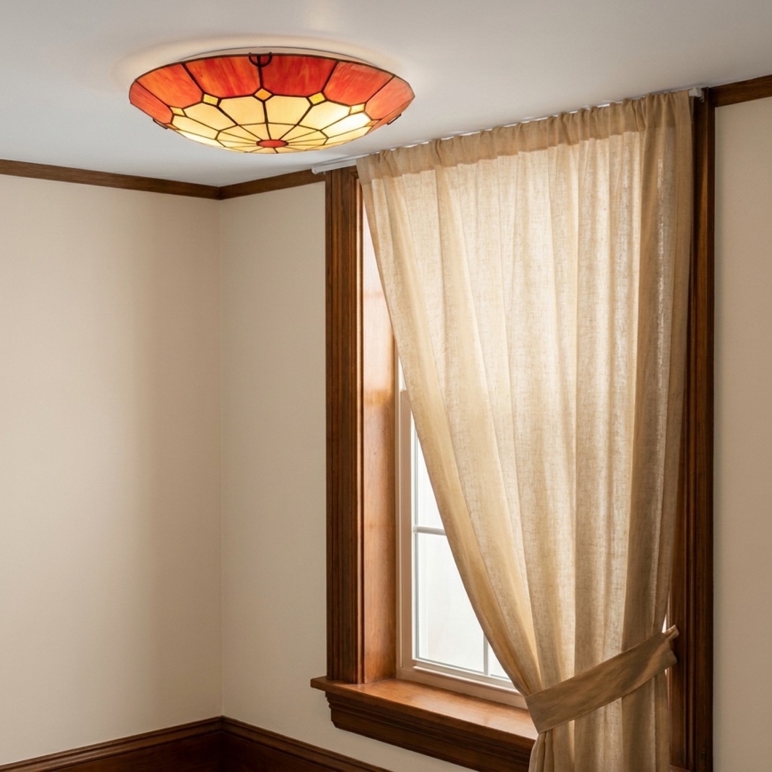 Brilagi - Tiffany vitrāžas griestu gaismeklis SIENNA 2xE27/60W/230V Ø 40 cm