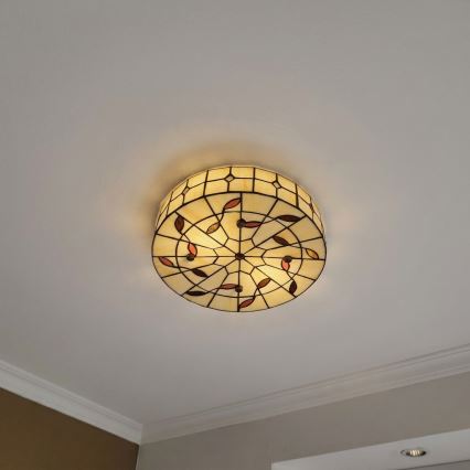 Brilagi - Tiffany vitrāžas griestu lampa FOLIA 3xE27/60W/230V diam. 40 cm
