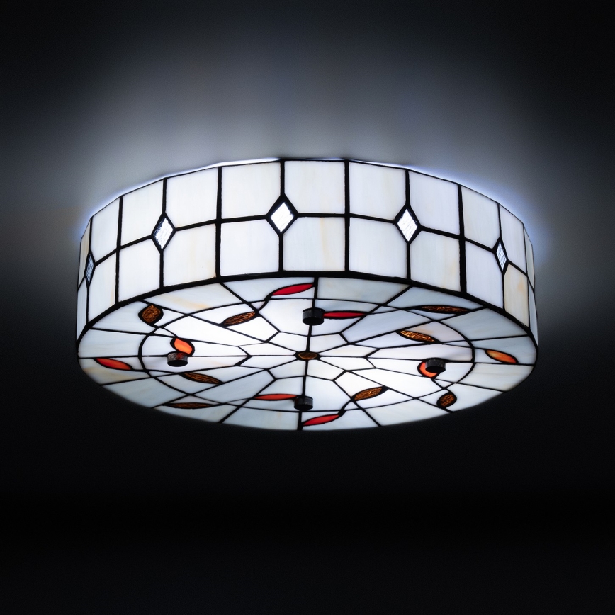 Brilagi - Tiffany vitrāžas griestu lampa FOLIA 3xE27/60W/230V diam. 40 cm