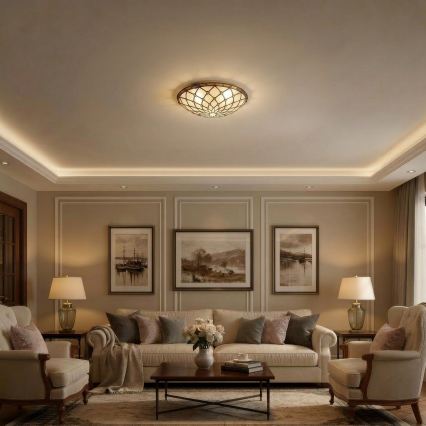 Brilagi - Tiffany vitrāžas griestu lampa IVORY 2xE27/60W/230V Ø 40 cm