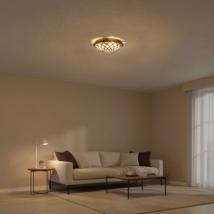 Brilagi - Tiffany vitrāžas griestu lampa IVORY 2xE27/60W/230V Ø 40 cm