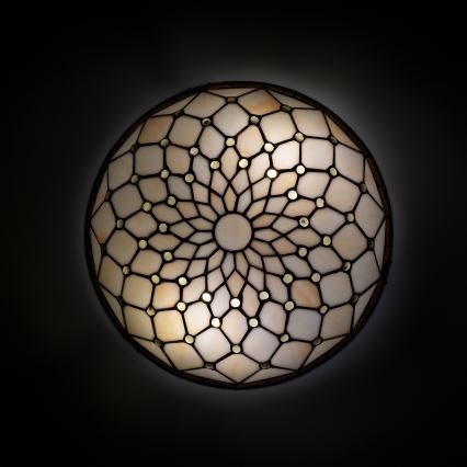 Brilagi - Tiffany vitrāžas griestu lampa IVORY 2xE27/60W/230V Ø 40 cm