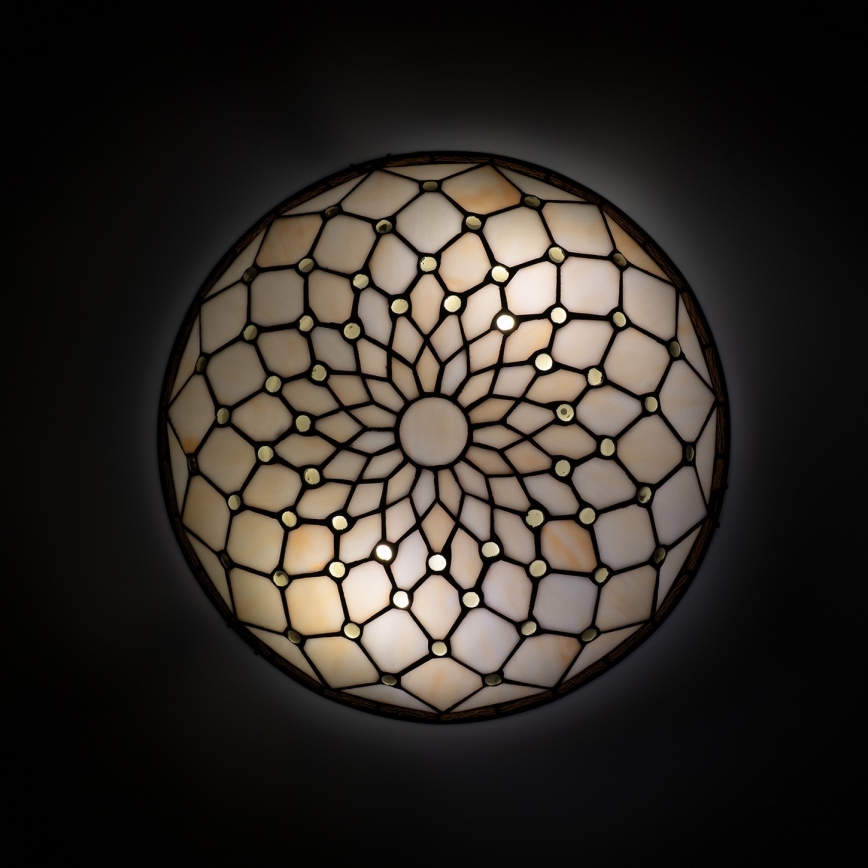 Brilagi - Tiffany vitrāžas griestu lampa IVORY 2xE27/60W/230V Ø 40 cm