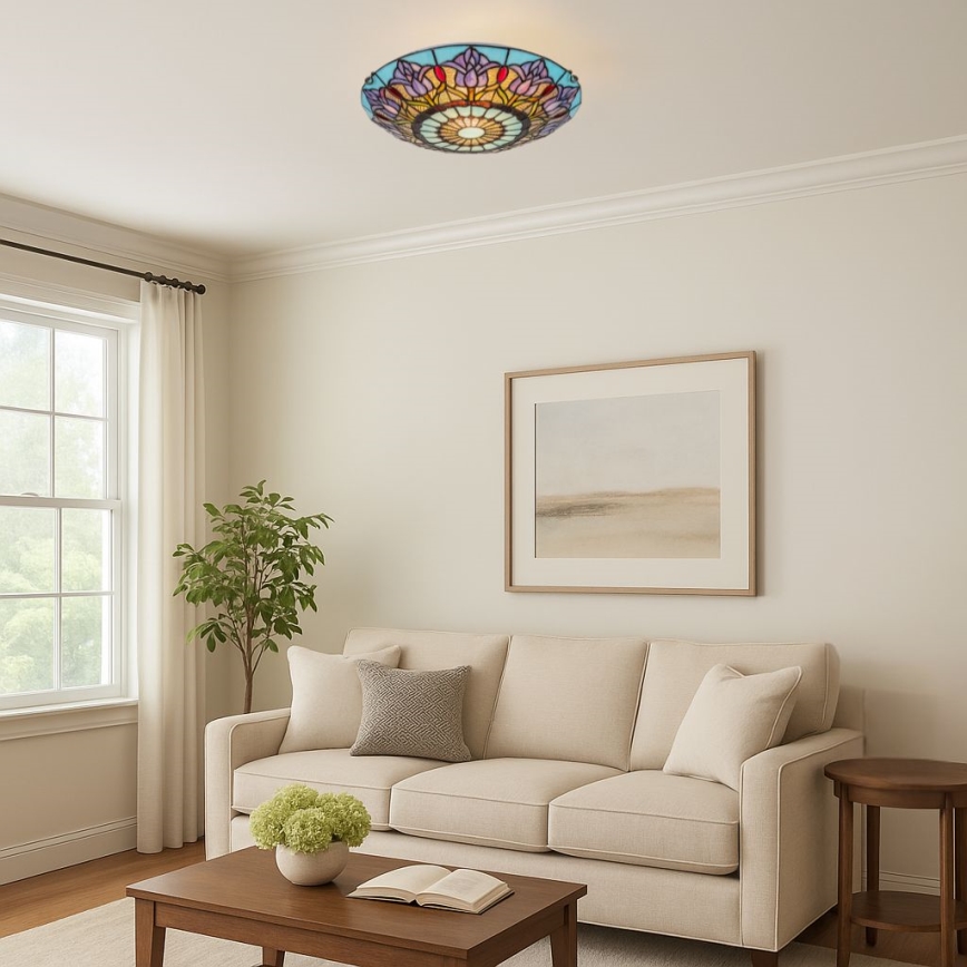 Brilagi - Tiffany vitrāžas griestu lampa LORAS 2xE27/60W/230V