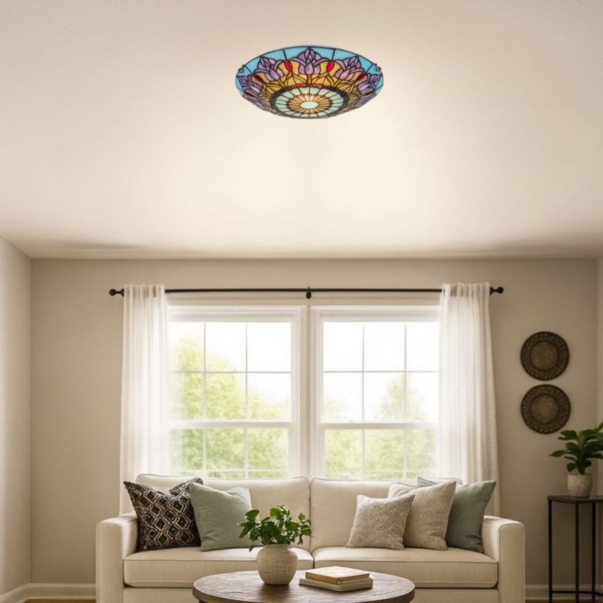 Brilagi - Tiffany vitrāžas griestu lampa LORAS 2xE27/60W/230V