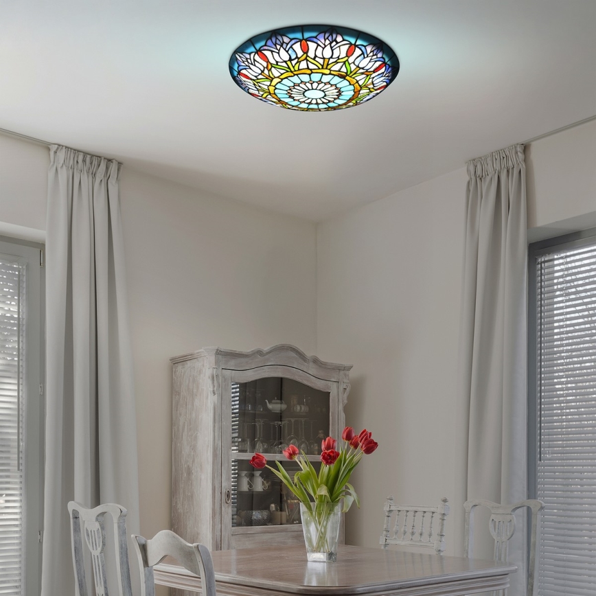 Brilagi - Tiffany vitrāžas griestu lampa LORAS 2xE27/60W/230V